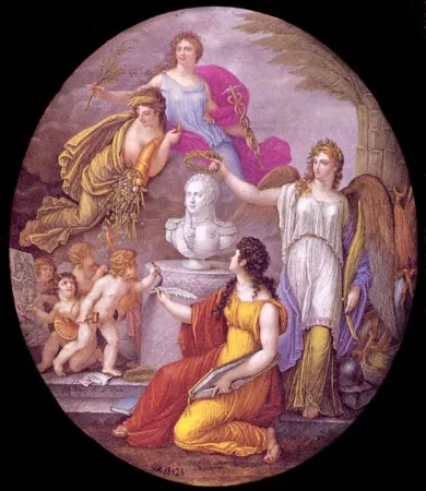 А.-А. Адам. Пласт «Апофеоз Александра I». 1813-1814. Фарфор, роспись надглазурная, золочение, цировка. 41, 5х36,9