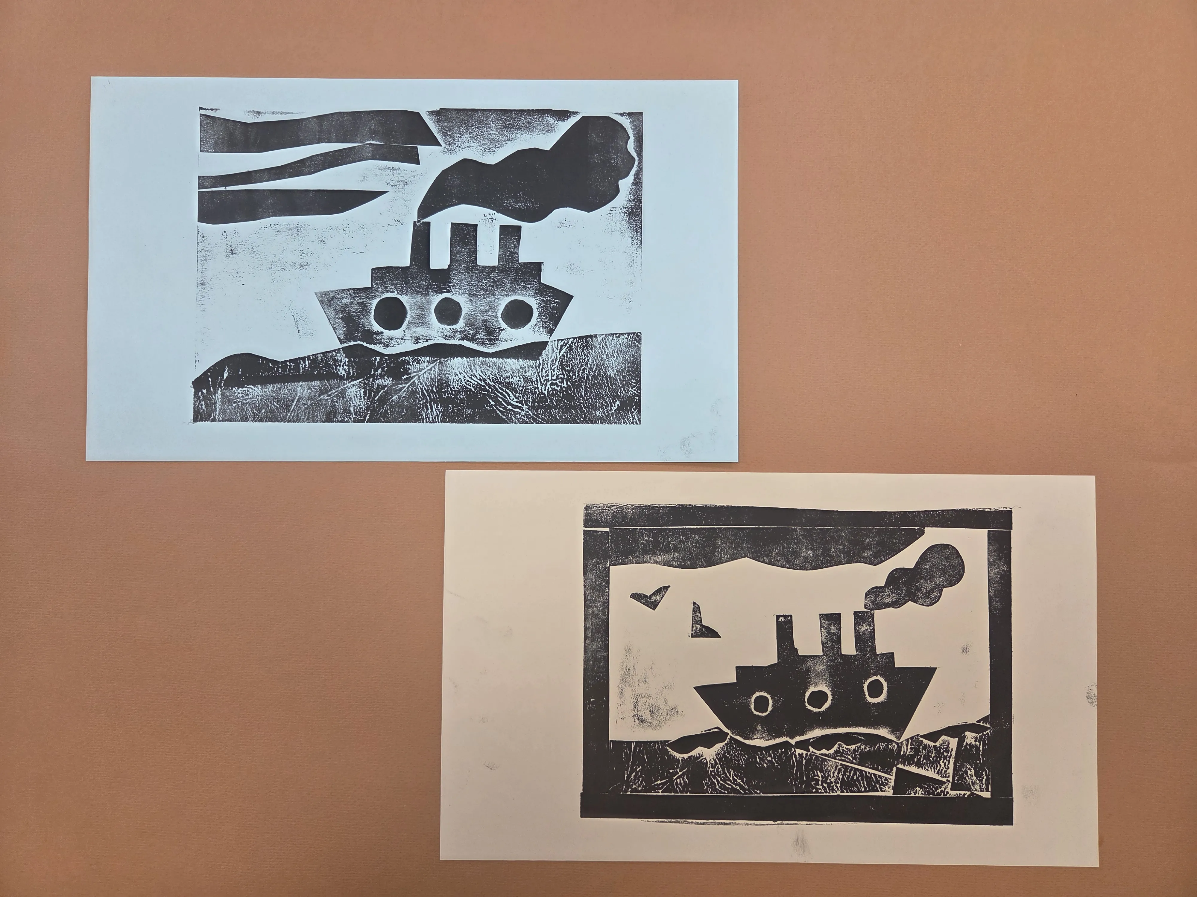 Арт-занятие «Пароходик» по созданию гравюры на картоне