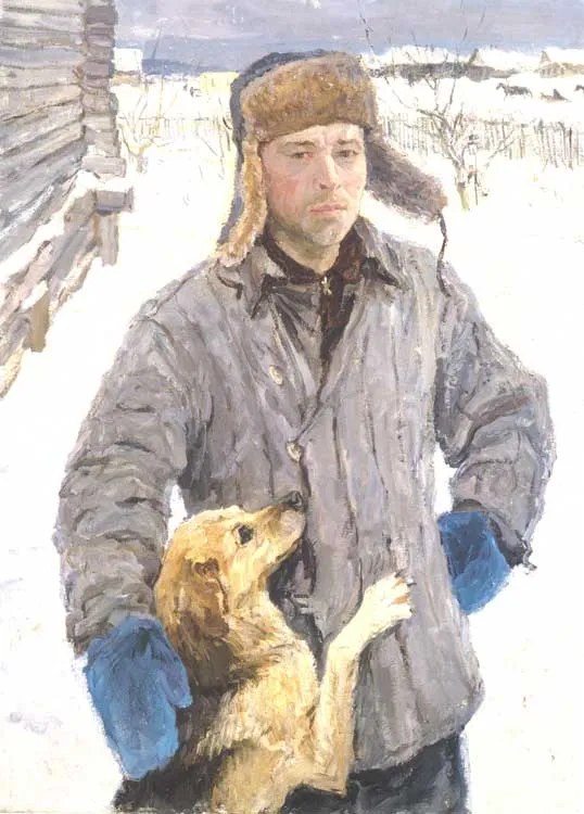 А.А.Пластов. Портрет Николая Пластова (с собакой). 1965. Холст, масло. 
