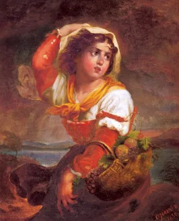 П. Н. Орлов. Девушка с корзиной. 1850. Холст, масло. 38 х 31