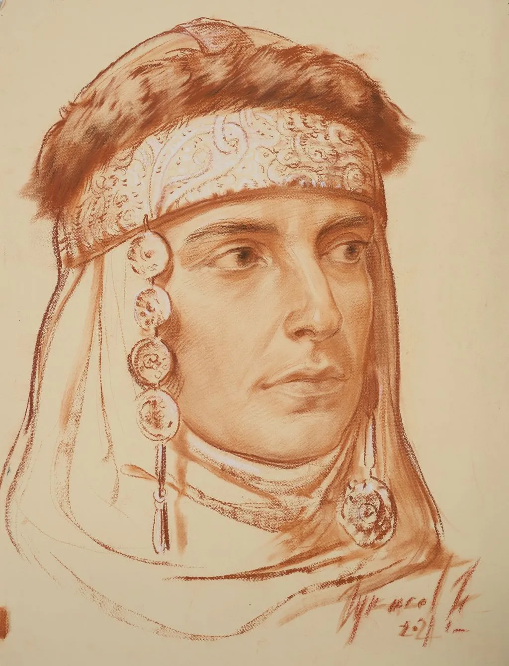 Г. Гукасов. Ольга. 2021. Бумага, сангина, мел.