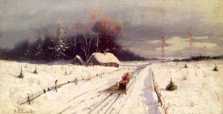 Зимний пейзаж. Холст, масло. 29 х 56. Частная коллекция, Санкт-Петербург