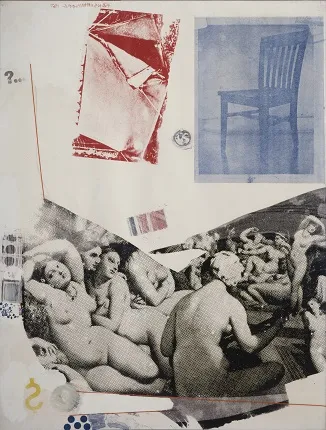 123 Роберт Раушенберг. Турецкие бани (по Энгру). 1967. Бумага на картоне, трафаретная печать, шелкография, белила, коллаж. Государственный Русский музей