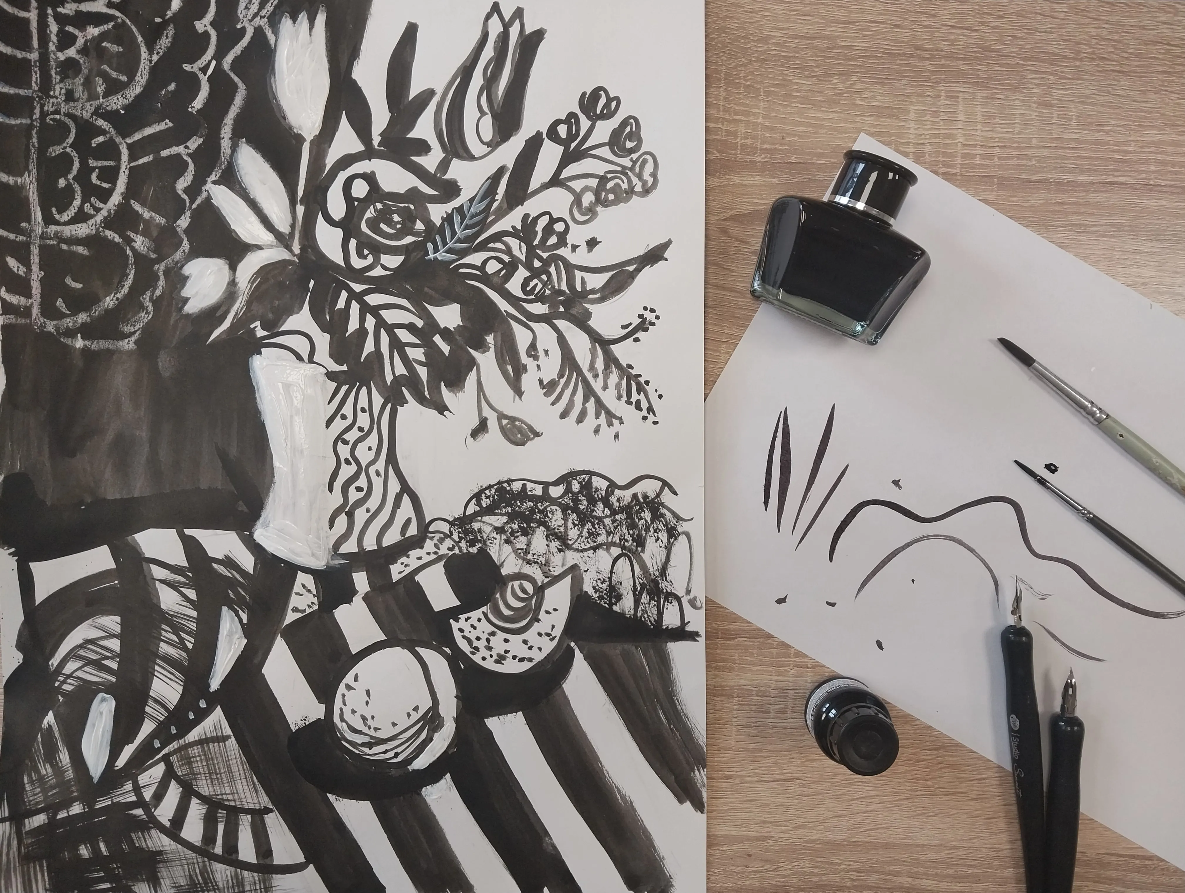 Мастер-класс «Черно-белая графика: натюрморт тушью»