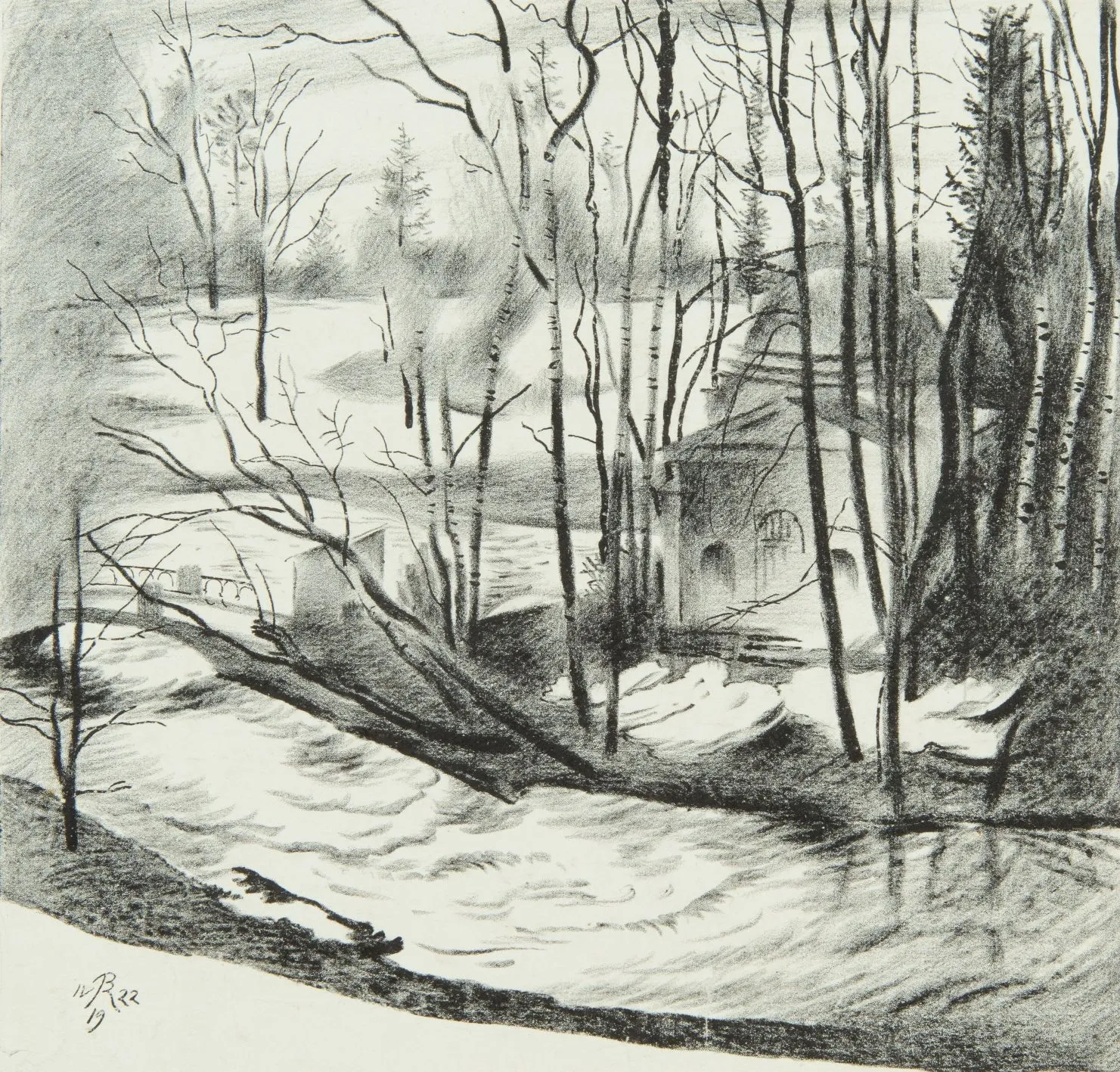 В. М. Конашевич. Павловск. Холодная ванна. 1922. Бумага, литография с тоном. 20,3 х 17,5. ГРМ