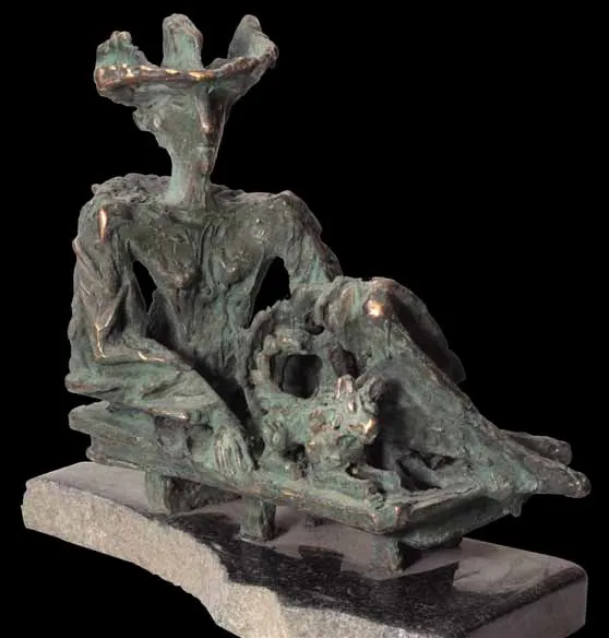 Дама с собачкой. Бронза. 2010
