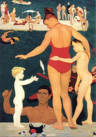 СЕМЬЯ У МОРЯ.1964 ДСП, МАСЛО.125Х90 ТРЕТЬЯКОВСКАЯ ГАЛЕРЕЯ