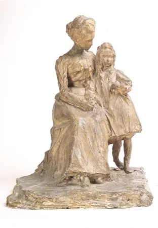 Трубецкой П.П. Мать и дочь. 1900. Гипс тонированный.40х31
