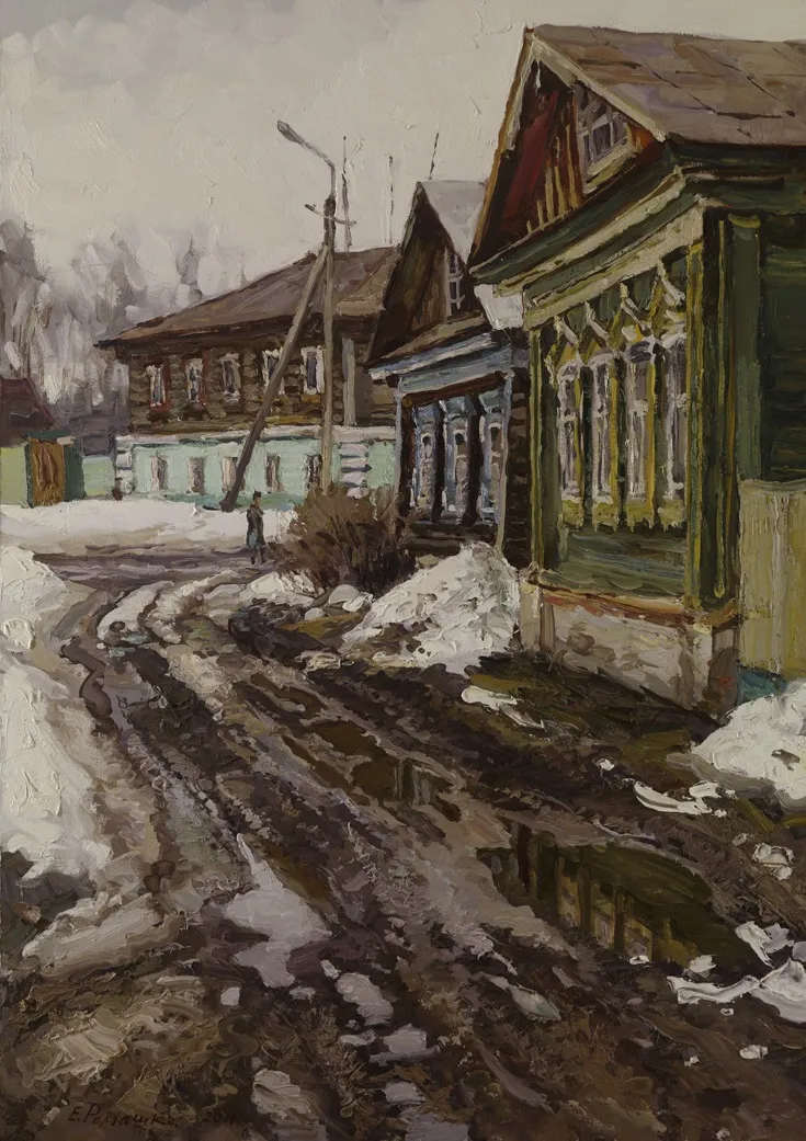 Ромашко Е.В. Провинция.Распутица 2011 х.м. 100х70.