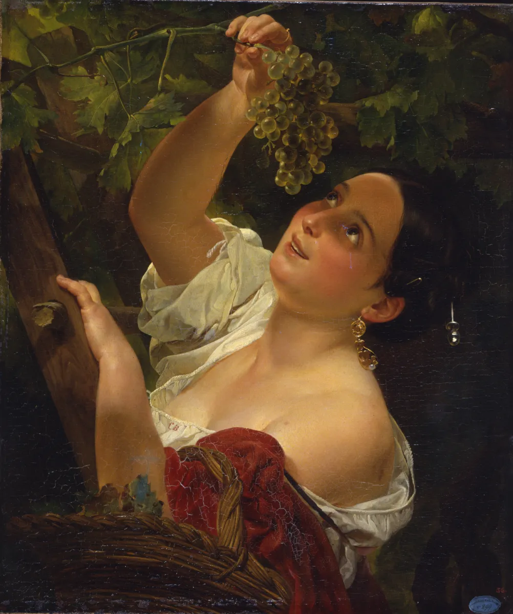 Итальянский полдень (Итальянка, снимающая виноград)