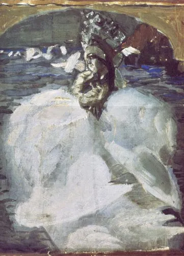 Царевна-Лебедь. 1900. Эскиз одноименной картины. Дерево, масло. 23 х 19,5