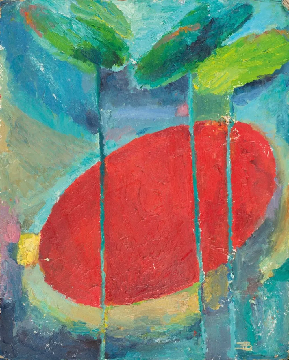 Красное озеро. 1987. Оргалит, масло. 50 х 40