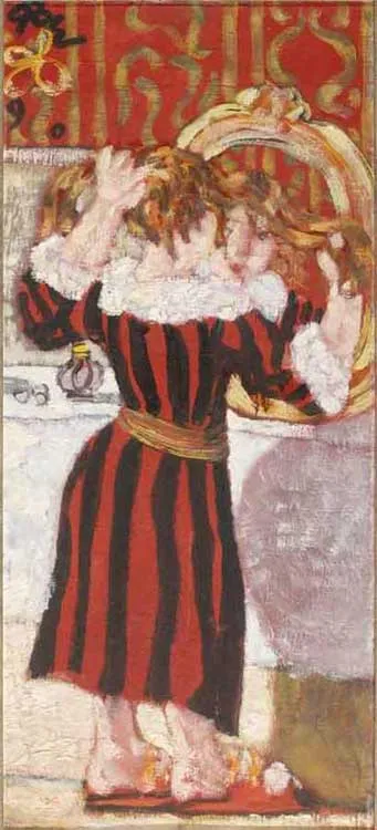 Зина у зеркала. 1990. Х. на карт., м. 125х55. Собрание Д.Пинского. Москва.
