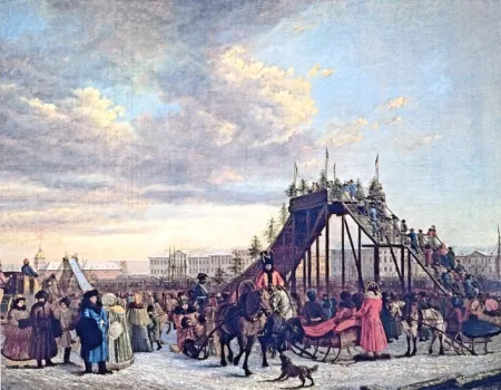 Аткинсон Д.А. Катание с гор на Неве. 1792. Холст, масло. 81х107