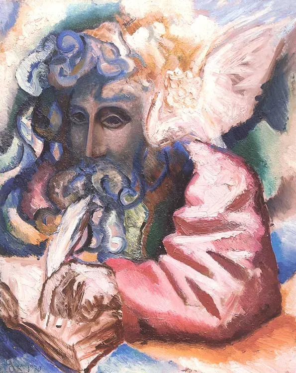 Св. Матвей с ангелом. 1970. Оргалит, масло