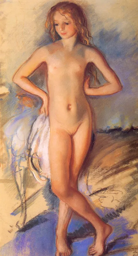 Обнаженная девочка (Е. Б. Серебрякова). 1922. Бумага, пастель. 64,5 х 40. Музей-заповедник Петергоф