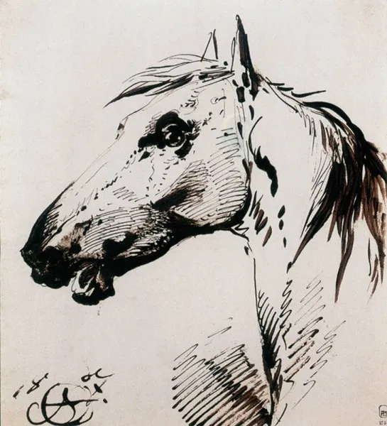 А.О. Орловский. Голова лошади. 1807. Бумага, бистр, перо