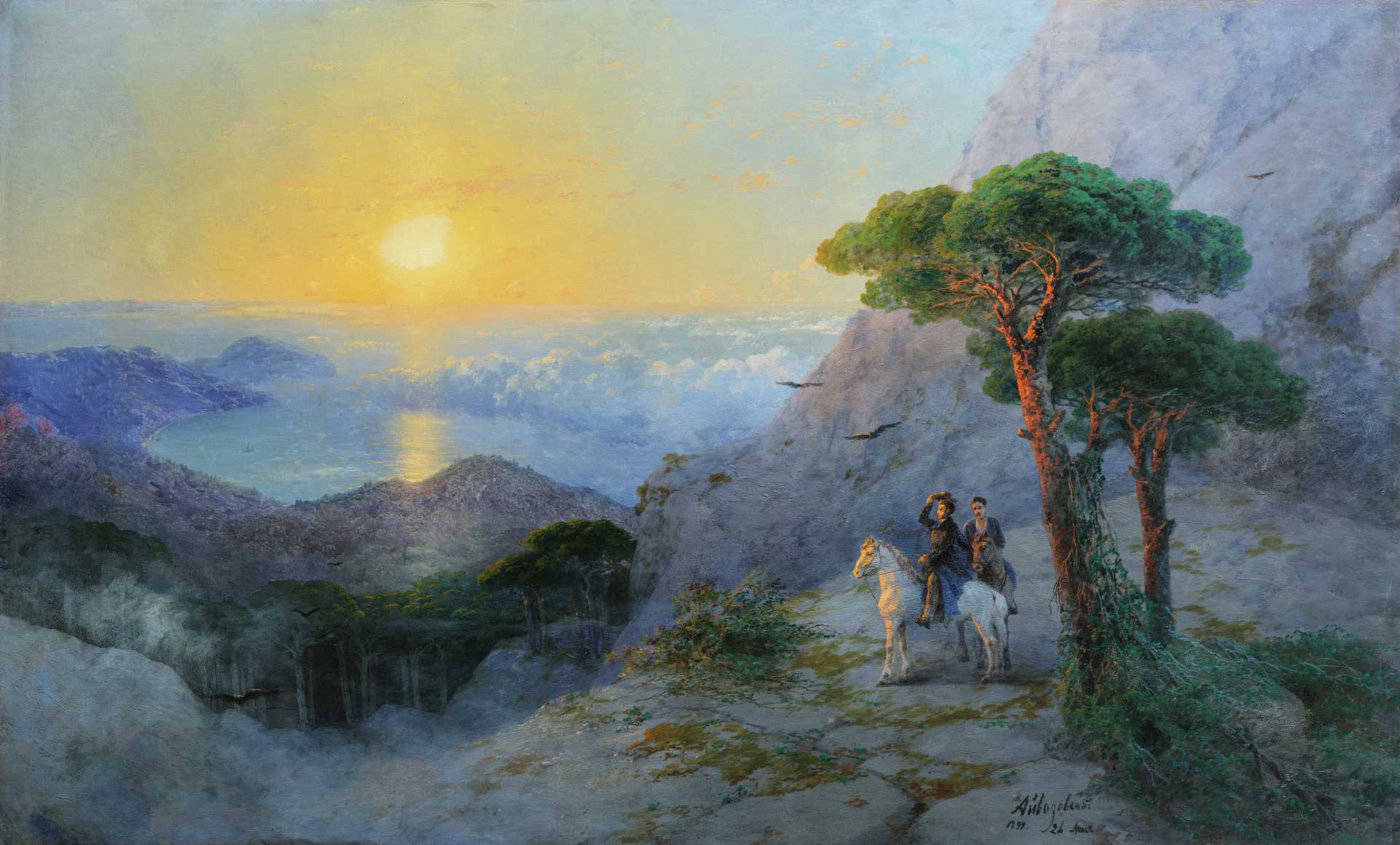 Айвазовский И.К. Пушкин на вершине Ай-Петри при восходе солнца, 1899.