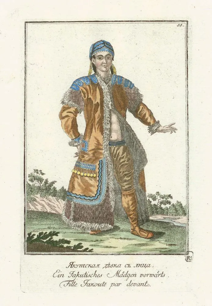 Х.М. Рот. Якутская девка с лица. 1799. Офорт раскрашенный. ГРМ. 