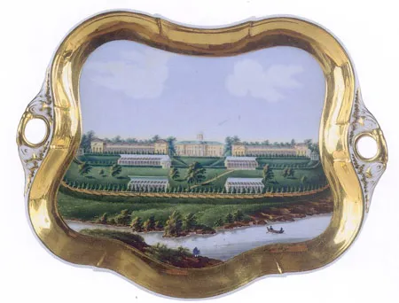 Поднос с видом усадьбы Архангельское. 1831