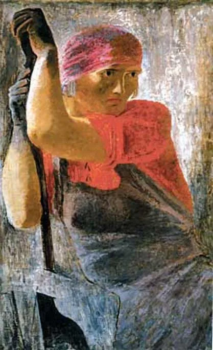Женщина с напильником. 1929. Холст, темпера. 107 x 70. ГРМ