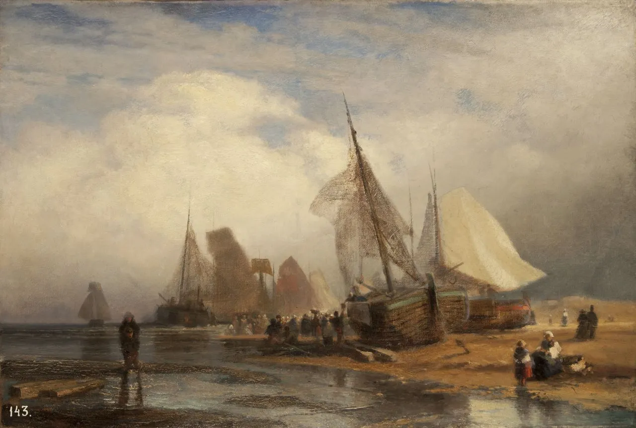 А.П. Боголюбов. Рыбный рынок в Схевенингене. 1859. Холст, масло