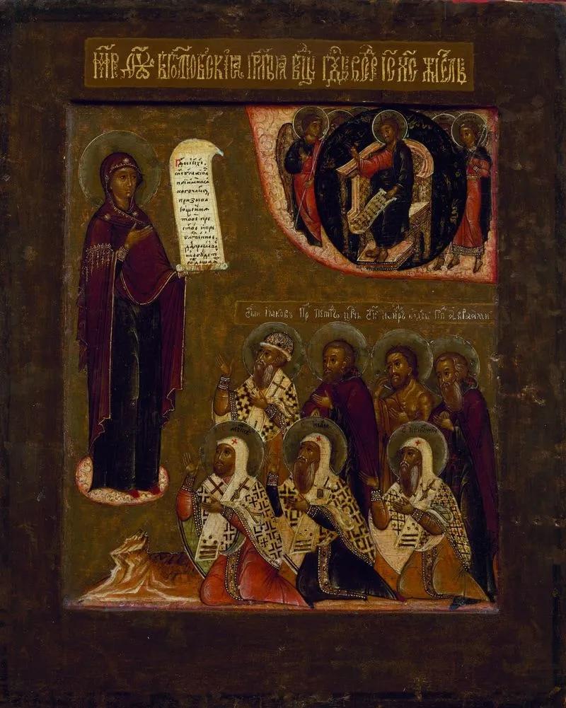 Семен Бороздин. Икона. Богоматерь Боголюбская. Конец XVI — начало XVII в. Строгановская школа. Дерево, левкас, темпера