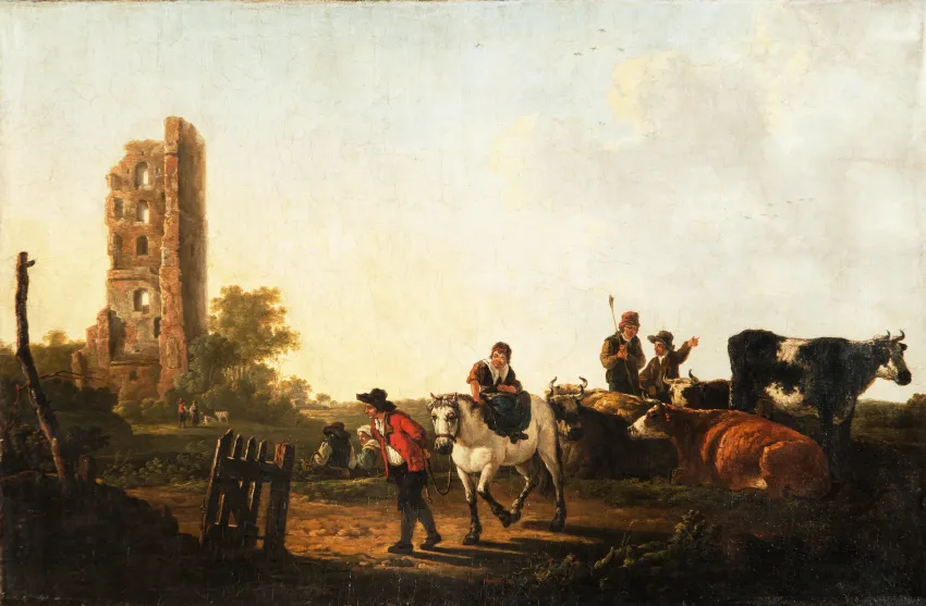 С.Ф. Щедрин. Стадо у развалин. 1810 (копия картины, предположительно А. Кейпа). Холст, масло. 52 x 80. ГРМ