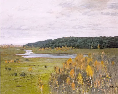 Долина реки. Осень. 1896. Этюд. Бумага, пастель. 52 х 67