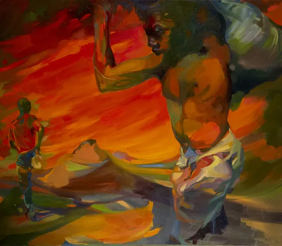 Р. Баумгарте. Горящее небо. 1998. Х., м., 118 х 140 см.