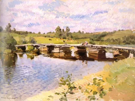 Сельский пейзаж с мостом. 1919. Холст. Масло. 66,5х87