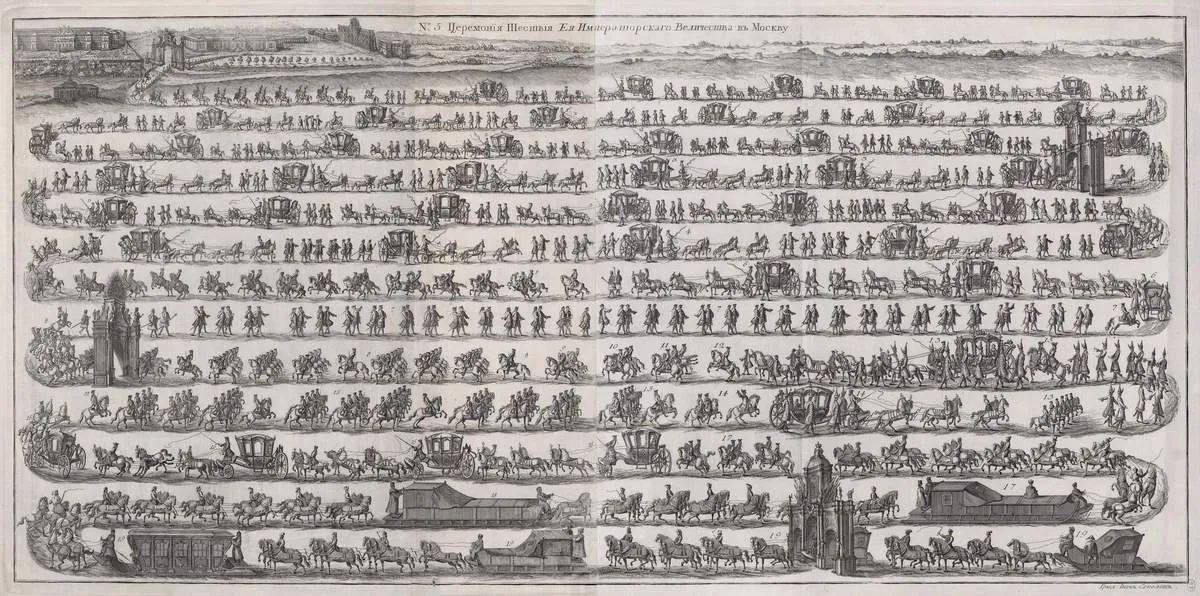 Соколов И.А. Церемония шествия Е.И.В. в Москву. 1742