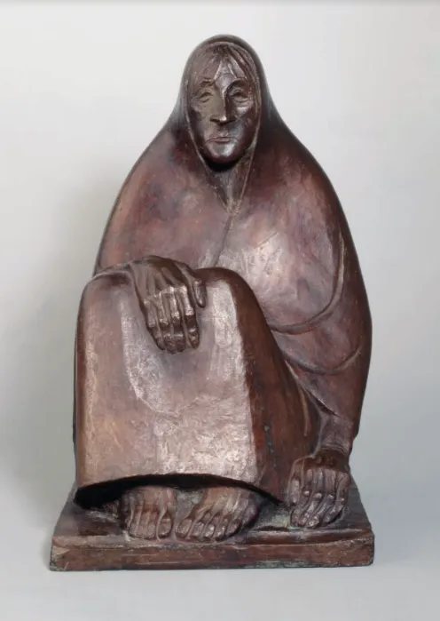 Э. Барлах. Старуха, сидящая на корточках. 1933. Бронза. 48,5 х 32 х 29. EBM, Ведель