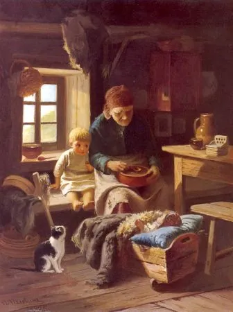 И. А. Пелевин. В избе. 1885. Холст, масло. 35,7 х 27
