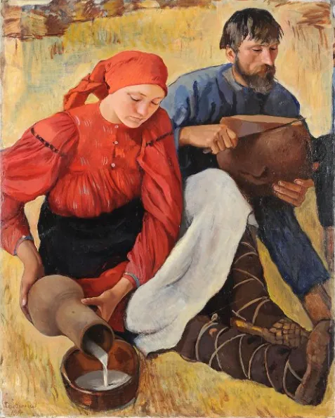 З. Е. Серебрякова. Крестьяне. 1914. Холст, масло. ГРМ