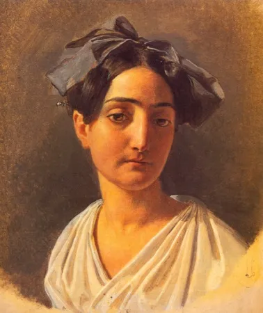Портрет Виттории Кальдони. 1834. Холст, масло. 25,2 х 23,2