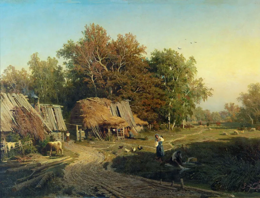 Ф.А. Васильев. Деревня. 1869. Холст, масло. ГРМ.