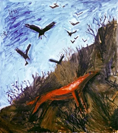 Красный зверь.1990. Холст, масло.150х130