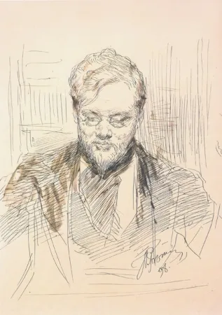 Репин И.Е. Портрет С.С. Боткина. 1898. Бумага, тушь. 35,5х22,2