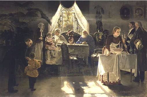 А.И.Корзухин. Бабушкин праздник. 1893. Холст, масло. 101 х 153.