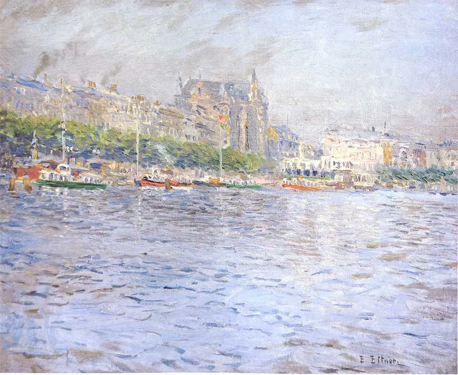 Эрнст Айтнер. Улица Юнгфернштиг в Гамбурге.1899 Холст, масло.
