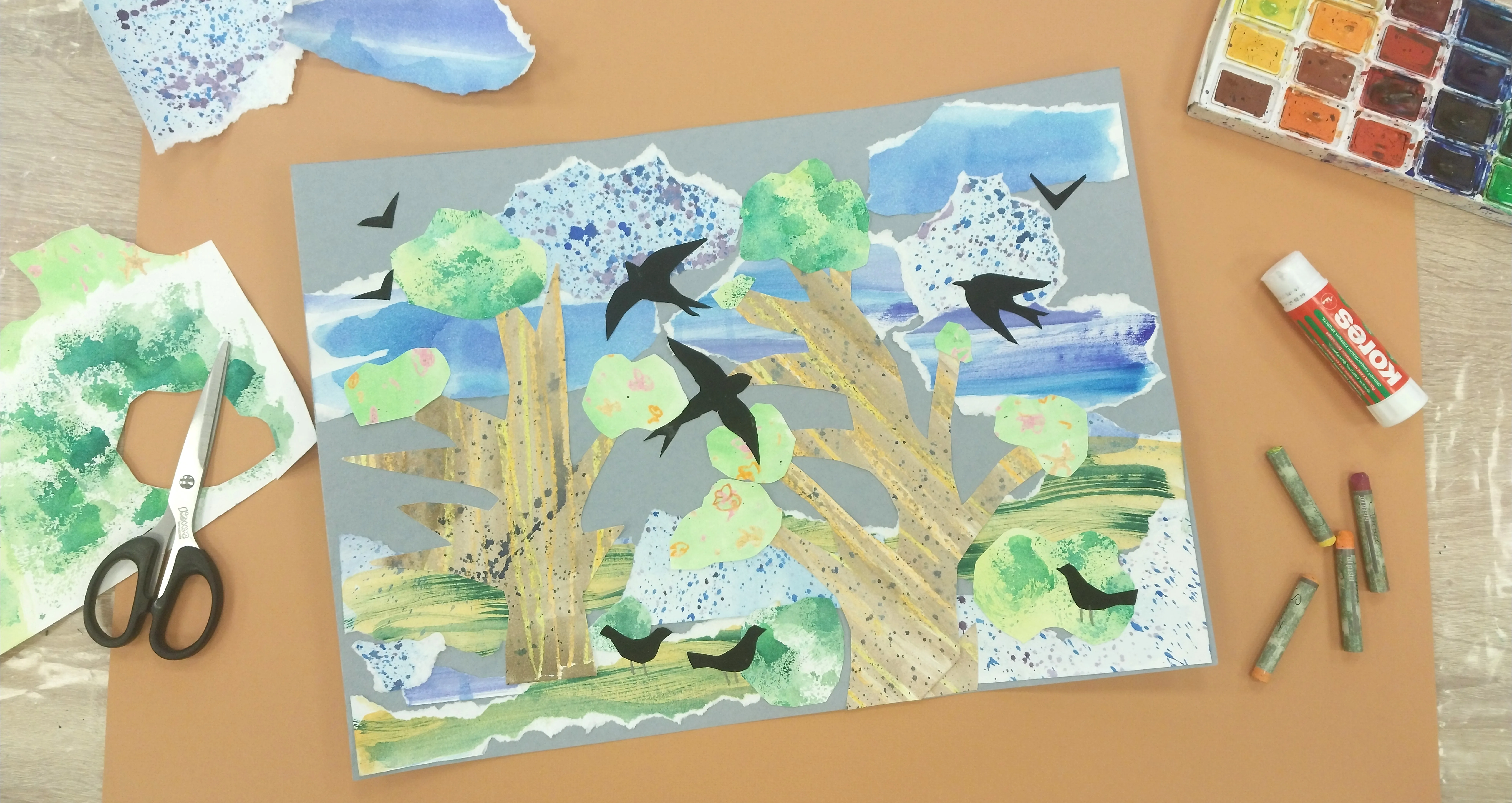 «Весенний день» мастер-класс по коллажной композиции