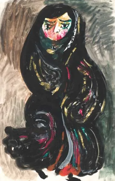 Апшеронская женщина. 1997. Бумага, пастель, тушь, гуашь 44 х 28,2