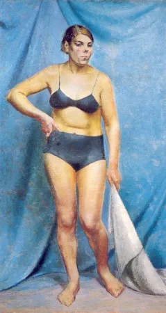 В. И. Малагис. Обнаженная с белой драпировкой. Около 1940. Холст, масло. 190,7 х 105,2