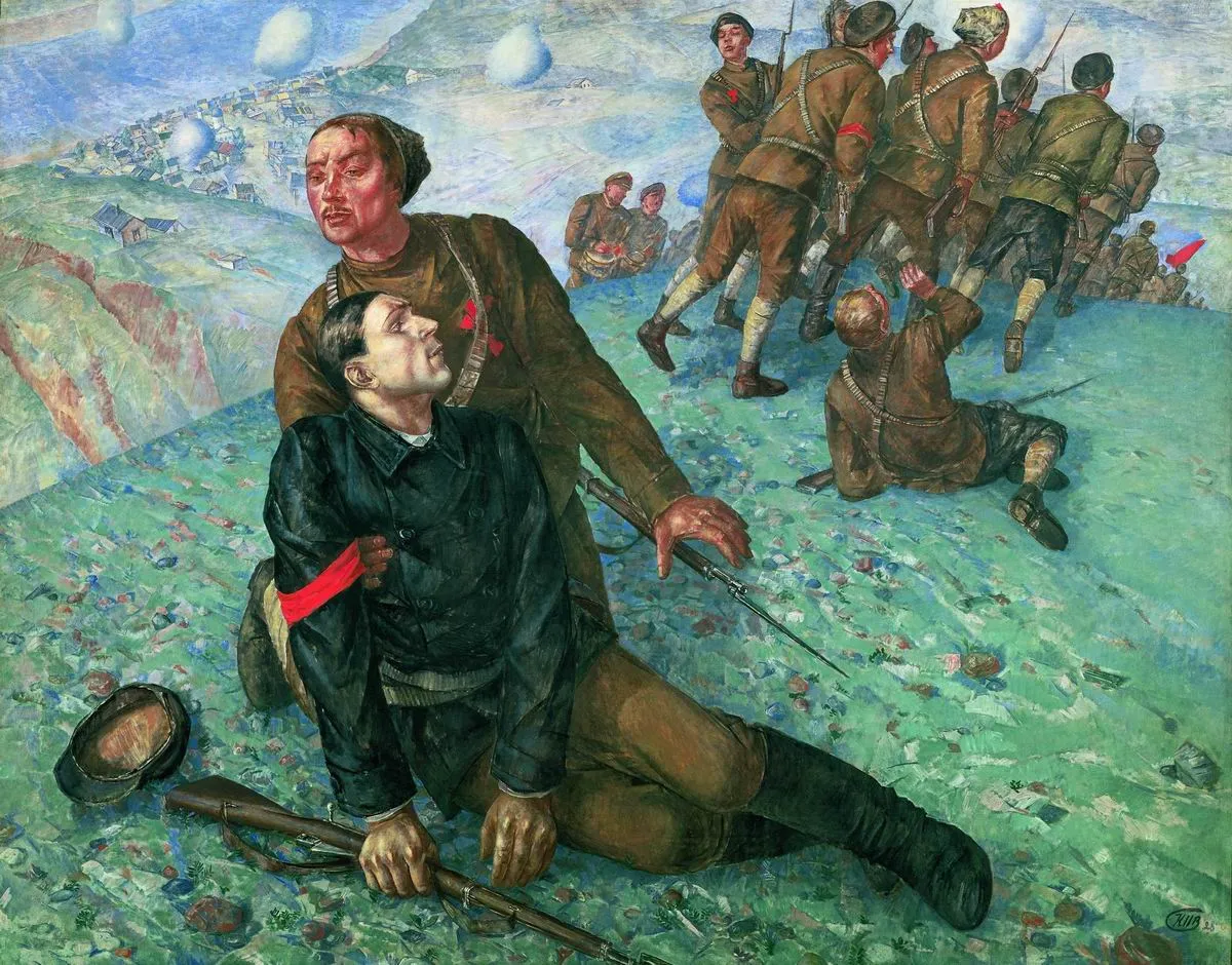 К. С. Петров-Водкин. Смерть комиссара. 1928. Холст, масло. 196 х 248. Государственный Русский музей