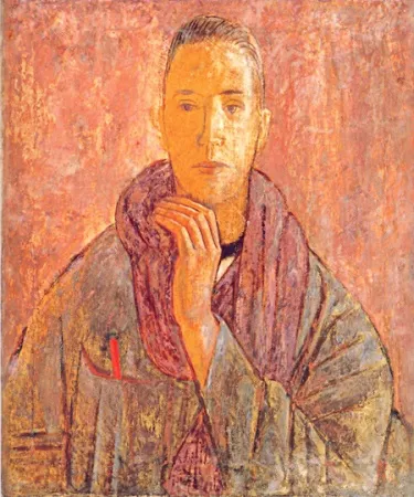 А. Н. Самохвалов. Человек с шарфом (Автопортрет). 1928. Холст, темпера. 85 х 71