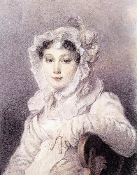 П.Ф. Соколов. Портрет графини Е.Т. Разумовской (1790–1818). 1817. Бумага, итальянский карандаш, белила, сангина