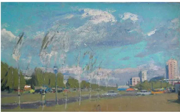 Проспект Гагарина. 1978 Картон, масло. 60 х 100