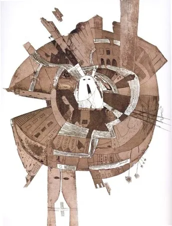М. Федоров. Прогулка в Амстердаме.1991. Бумага, офорт, акватинта. 61х48
