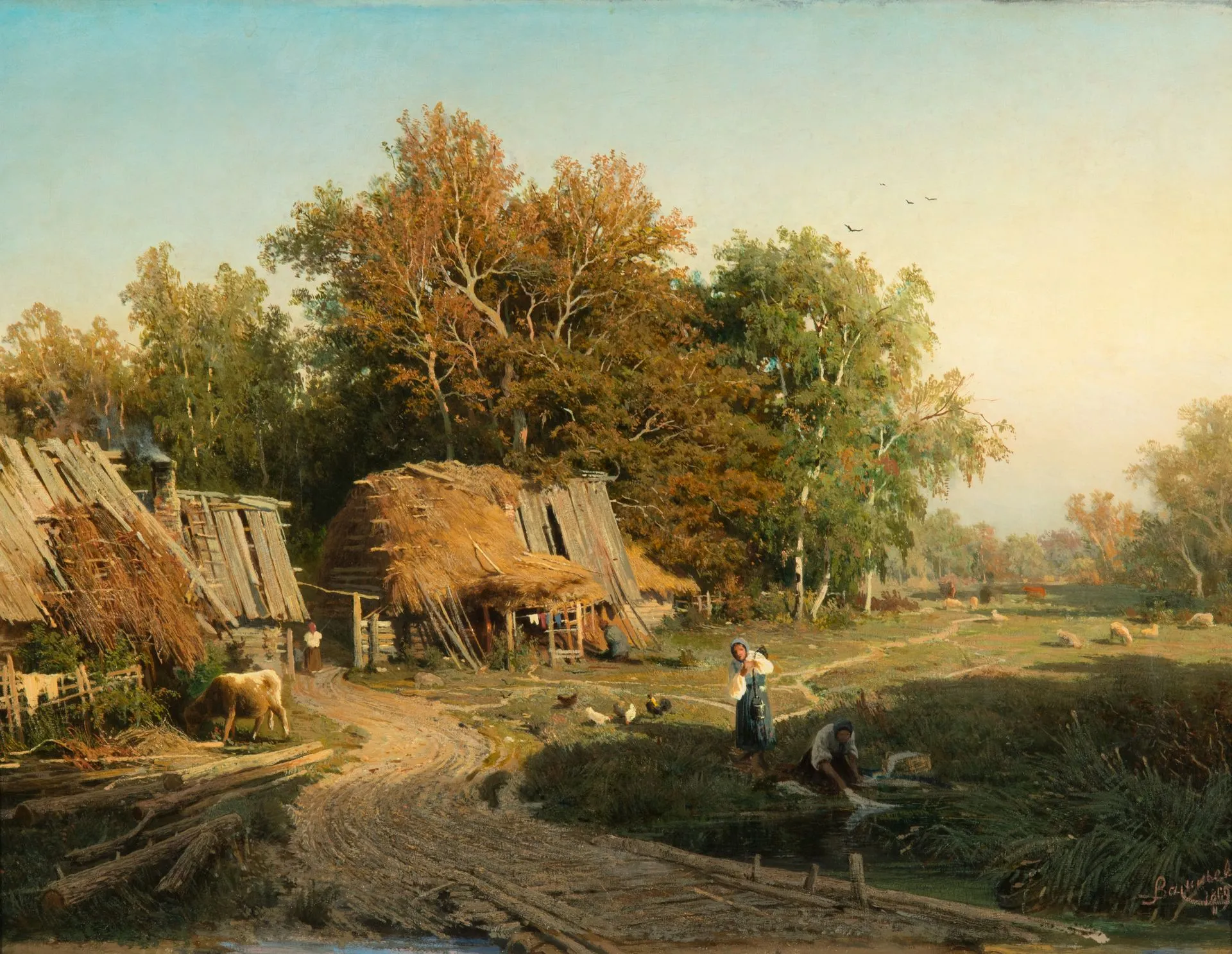 Ф.А. Васильев. Деревня. 1889. Холст, масло